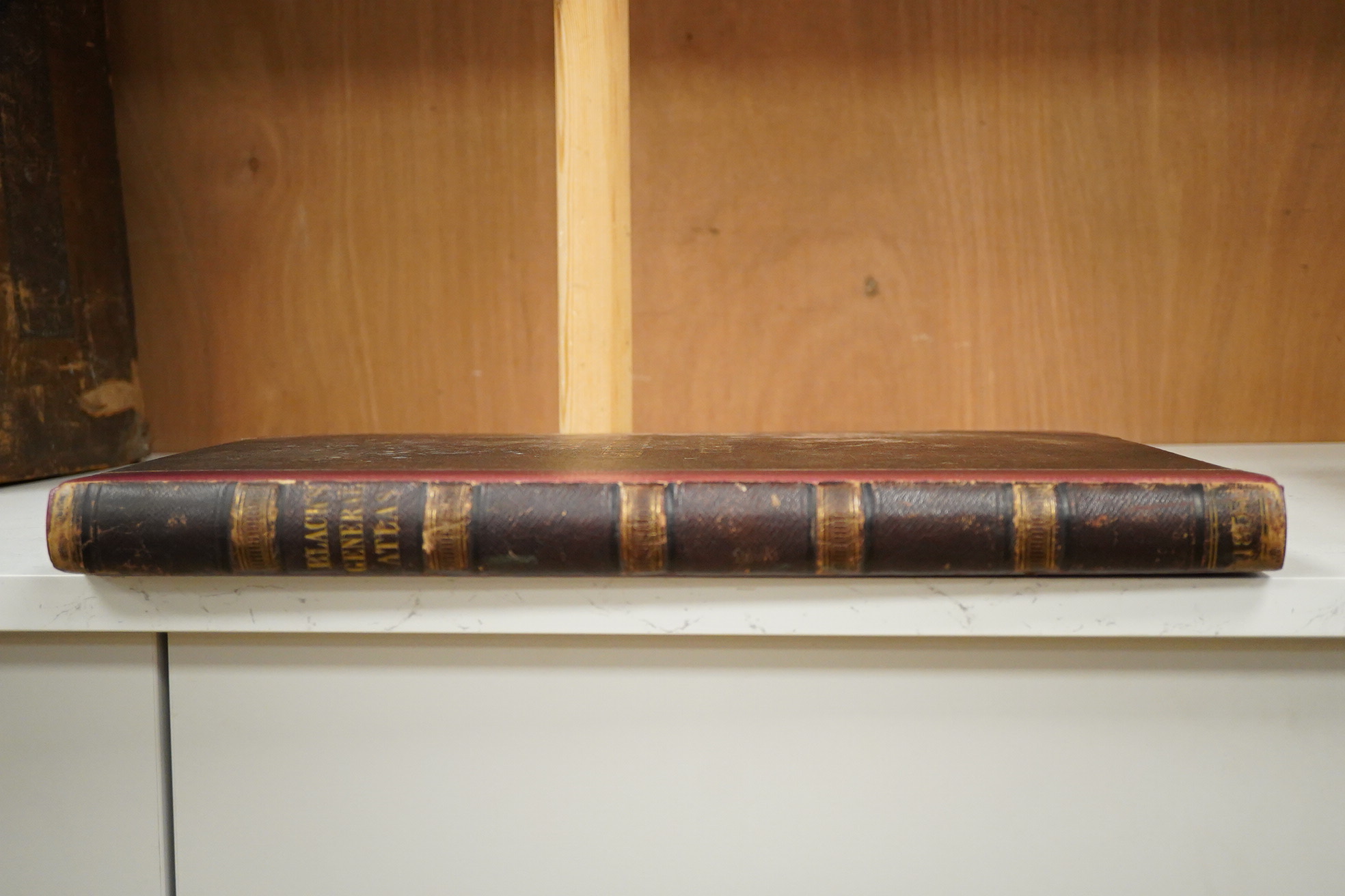 Hall, Sidney and Others - Black's General Atlas ... new edition. 70 maps (mostly coloured and several d-page); newly rebound maroon half morocco (original leather spine mounted and cloth covers preserved), ge. (by Farnbo